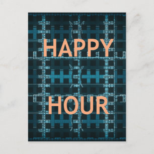 Carte Postale Happy Hour Texte bleu Vector Art Imprimer
