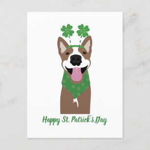 Carte Postale Happy Jour de la Saint Patrick Brown chien vert