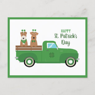 Carte Postale Happy Jour de la Saint Patrick Fil Fox Terrier chi