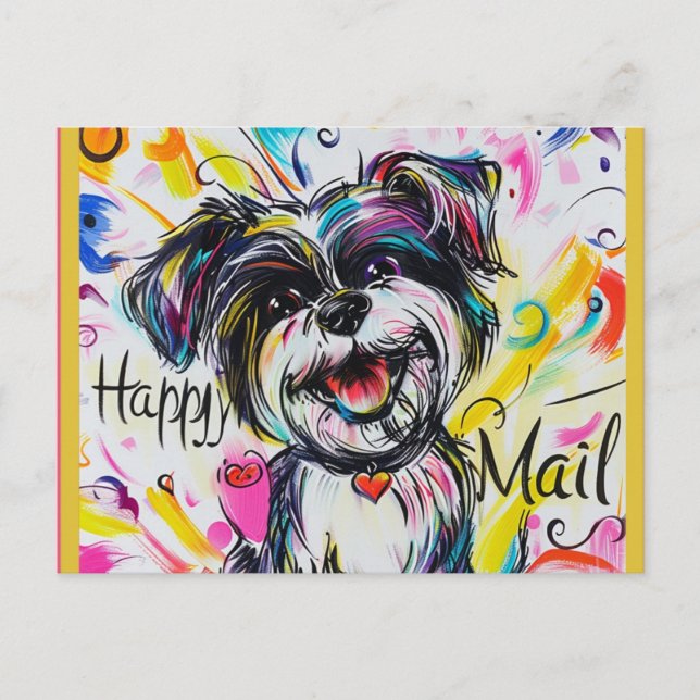 Carte postale Happy Mail Dog (Devant)