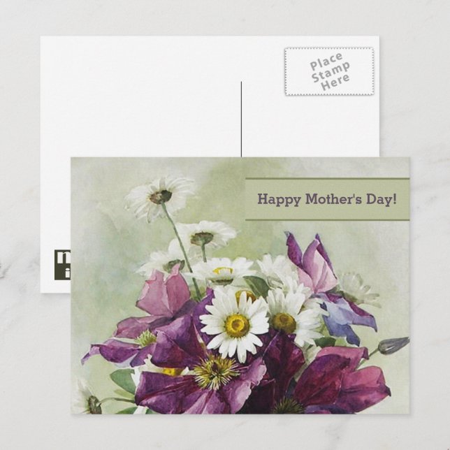 Carte Postale Happy Mother's Day. Flower Painting Fine Art  (Devant / Derrière)