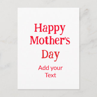 Carte Postale Happy mother's day red add text simple minimal mom