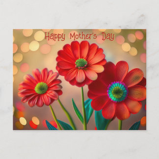 Carte Postale Happy Mother's Day Three Red Daisies Custom Text