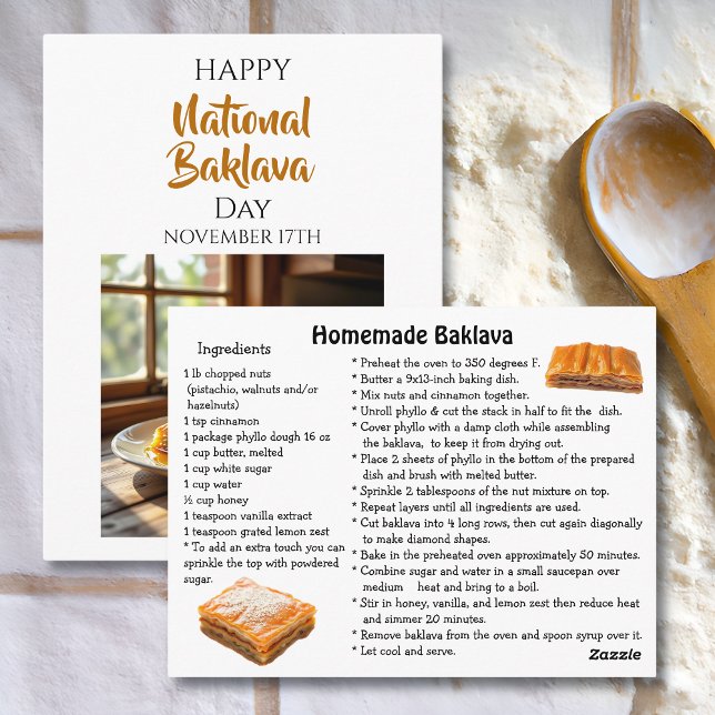 Carte Postale Happy National Baklava Day | November 17th (Créateur téléchargé)