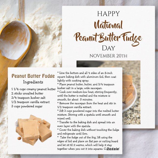 Carte Postale Happy National Peanut Butter Fudge Day | Nov 20th (Créateur téléchargé)