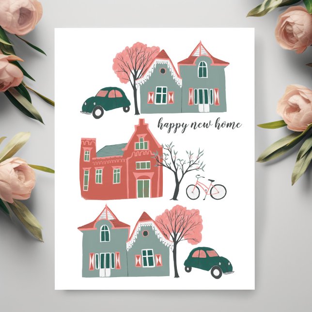 Carte Postale Happy New Home Félicitations Ménage Ménage Cute (Happy New Home Congratulations Housewarming Cute Postcard
)