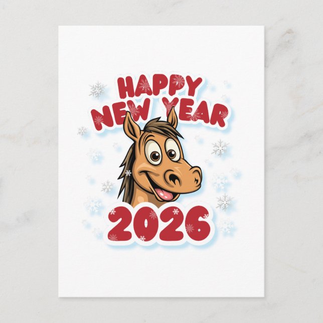 Carte Postale Happy New Year 2026: Year of the Horse Mascot (Devant)