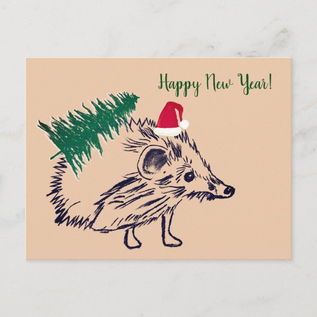 Carte postale Happy New Year Hedgehog (Devant)