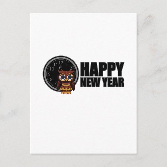 Carte Postale Happy New Year - Owl  (Devant)