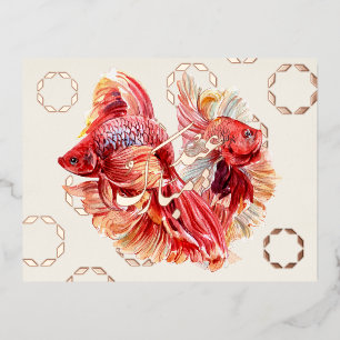 Carte postale Happy Nowruz Goldfish & Bubbles Foil