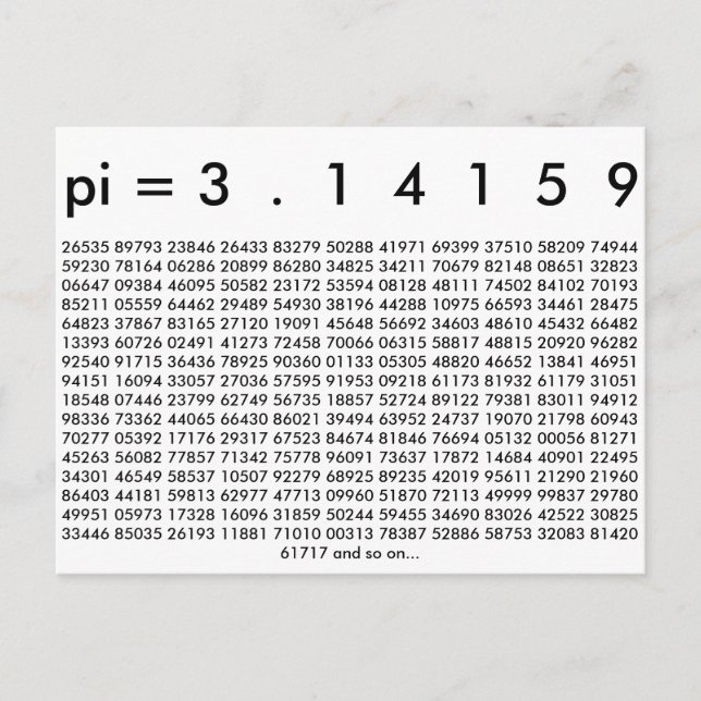 Carte Postale Happy Pi Day Chiffres mathématiques 3.14 Mathémati (Devant)