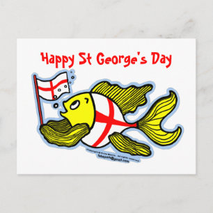 Carte Postale Happy St Georges Day amusant dessin animé anglais
