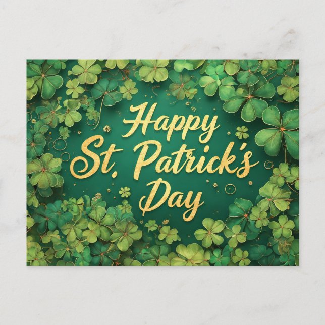 Carte Postale Happy St. Patrick’s Day Clover Design (Devant)