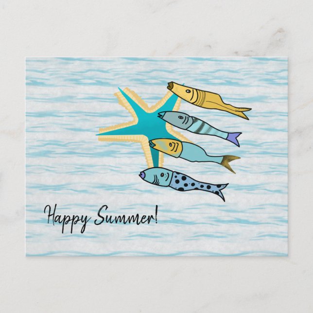 Carte Postale Happy Summer Starfish and Fishers (Devant)