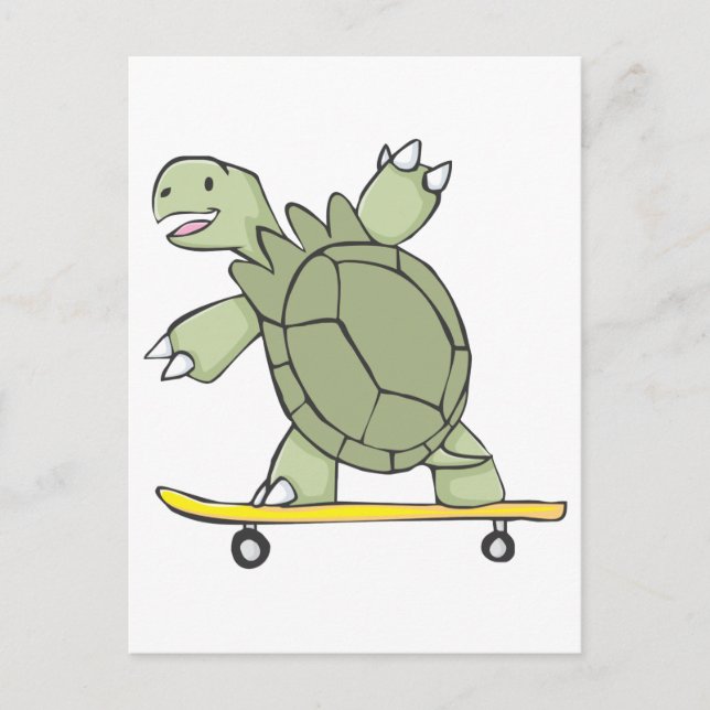 Carte Postale Happy Tortoise Riding Skate Board (Devant)