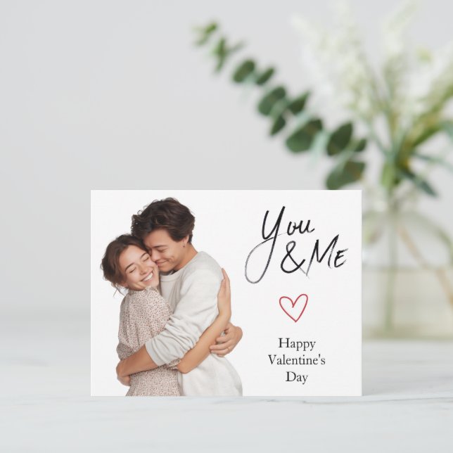 Carte Postale Happy Valentine’s Day – Custom Photo & Text Card (Debout devant)