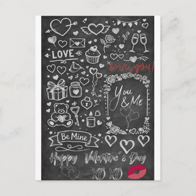 Carte Postale Happy Valentine´s Day - Love chalkboard (Devant)