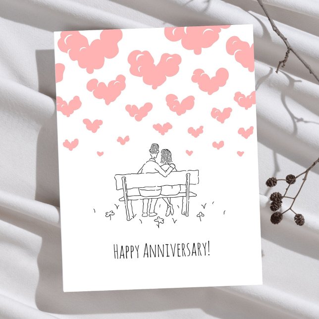 Carte Postale Happy Wedding Anniversary Married Couple Hearts (Créateur téléchargé)