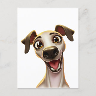 Carte Postale Happy Whippet style de dessin animé