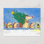 Carte Postale Happy Winter Holidays postcard by N. Janes<br><div class="desc">Send friends and family this cute hedgehog Christmas card to wish them a Merry Christmas.</div>