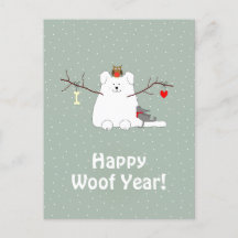 Carte postale 'Happy Woof Year' de Noël Snowdog