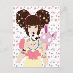 Carte Postale Harajuku Girl Yuriko - arrière - plan