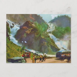 Carte Postale Hardanger, cascade de Latefoss, Norvège, Vintage