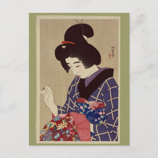 Carte Postale "Hari shigoto" (Couture) par Itō Shinsui (Devant)