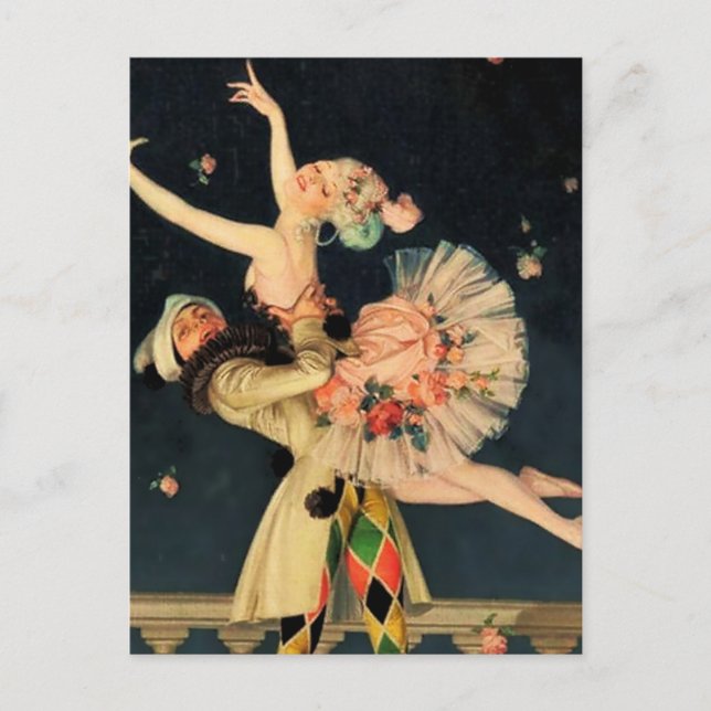 Carte Postale « Harlequin et Columbine » par FX Leyendecker (Devant)