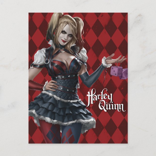 Carte Postale Harley Quinn Avec Dice Fuzzy (Devant)