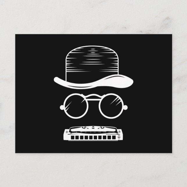 Carte Postale Harmonica Casquette Music Instrument Blues (Devant)