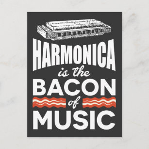 Carte Postale Harmonica est le Bacon Of Music Funny Orchestra