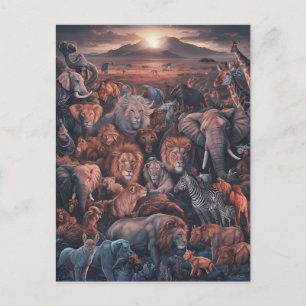 Carte Postale Harmonie du Royaume animal