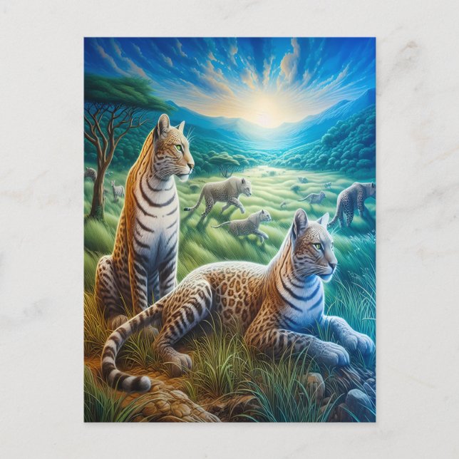 Carte Postale Harmonie Féline dans la Prairie (Devant)