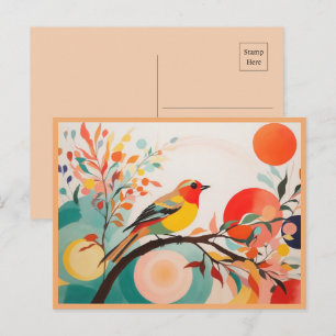 Carte Postale Harmonie mélodique, oiseau chanteur Abstrait sur l