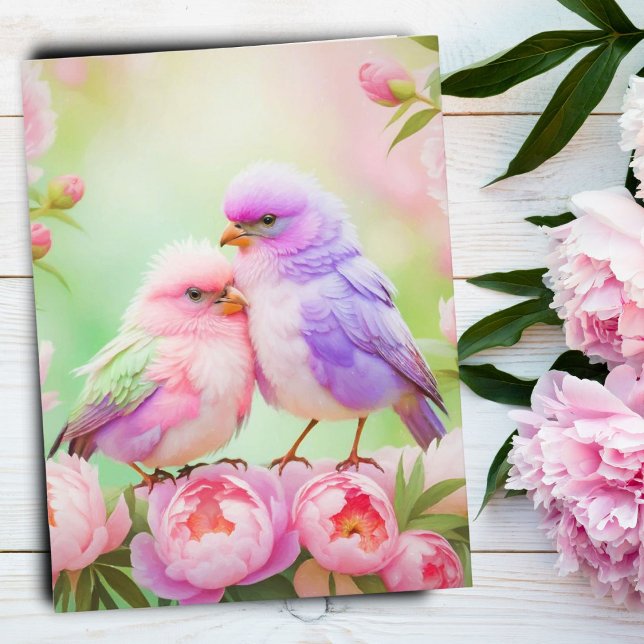 Carte Postale Harmonie Pastel : Oiseaux Chanteurs Floconneux (Whimsical Nature: Pastel Songbirds Postcard, Perfect for Art and Nature Lovers!)