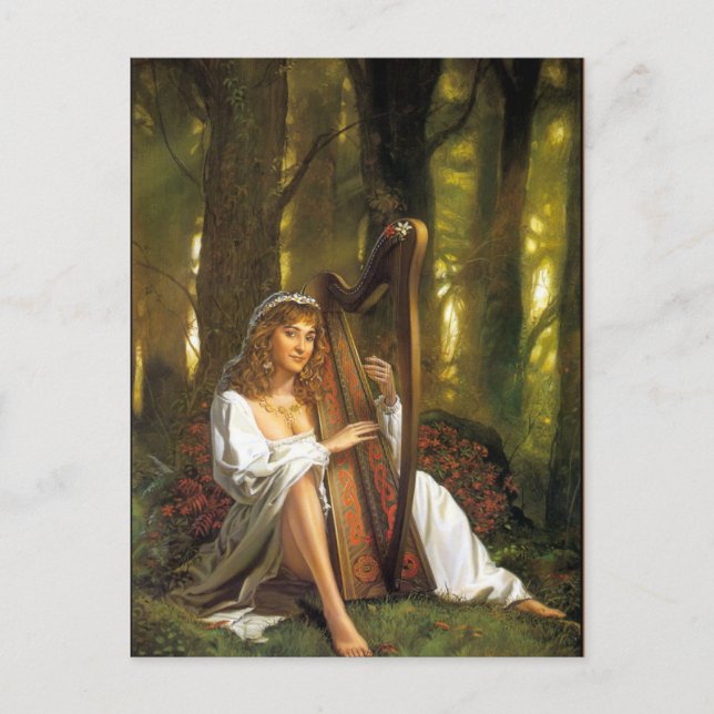 Carte postale Harp Lady | Enchanter une femme avec (Devant)