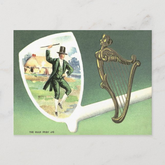 Carte Postale Harpe Leprechaun de Erin Clay Pipe Jig (Devant)