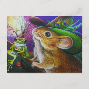 Carte Postale Harriet Halloween sorcière souris grenouille aquar