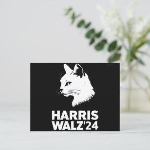 Carte Postale Harris Waltz 2024 Élection Drôle Chat Kamala Tim 