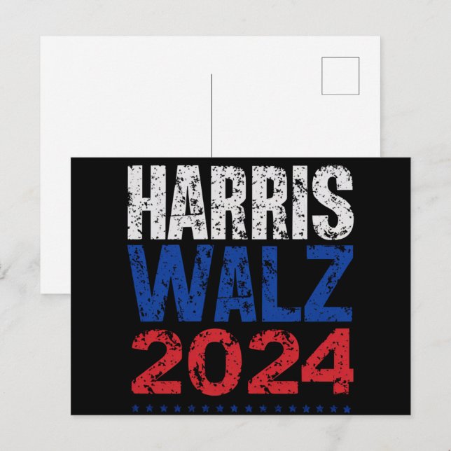Carte Postale Harris Waltz 2024 Election Kamala Harris Tim Waltz (Devant / Derrière)