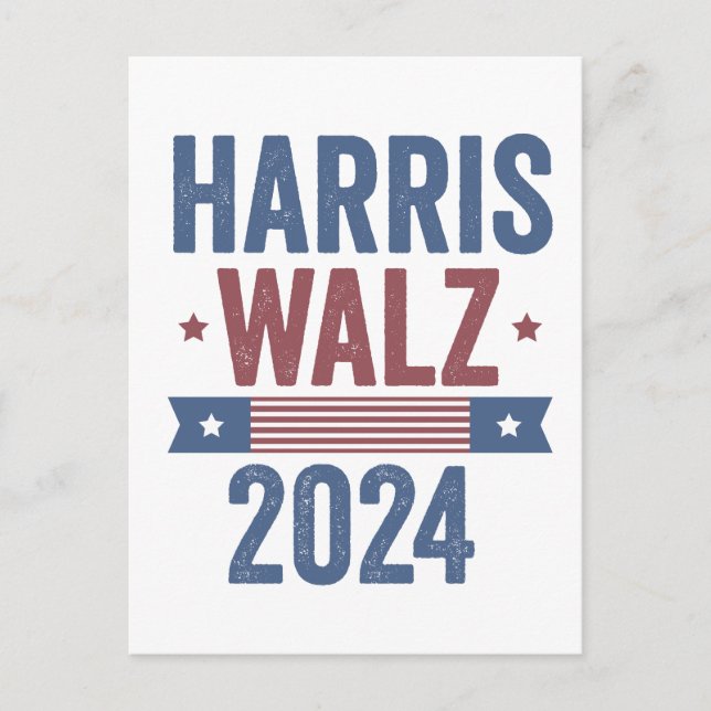 Carte Postale Harris Walz 2024 Election Kamala Tim Waltz America (Devant)