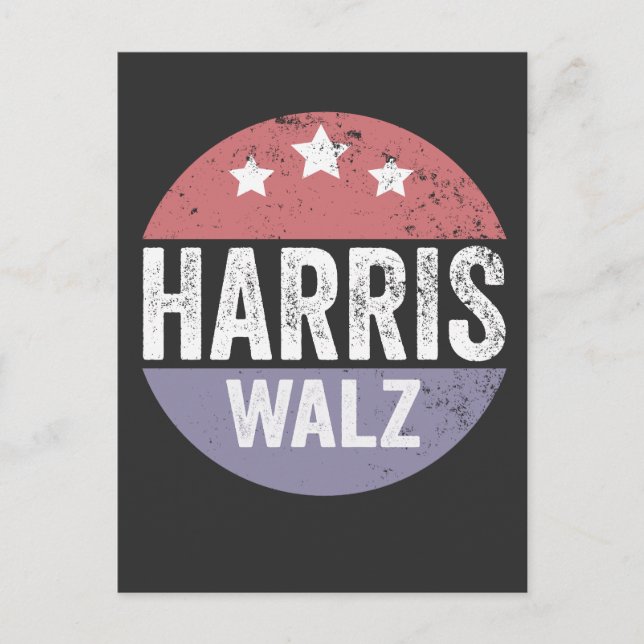 Carte Postale Harris Walz 2024 Election Kamala Tim Waltz America (Devant)