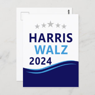 Carte Postale Harris Walz 2024 pour le président Blue Wave