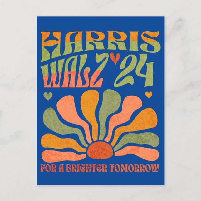 Carte Postale Harris Walz 2024, pour un demain plus brillant (Devant)