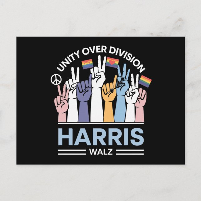 Carte Postale Harris Walz Waltz 2024 Unité sur division (Devant)