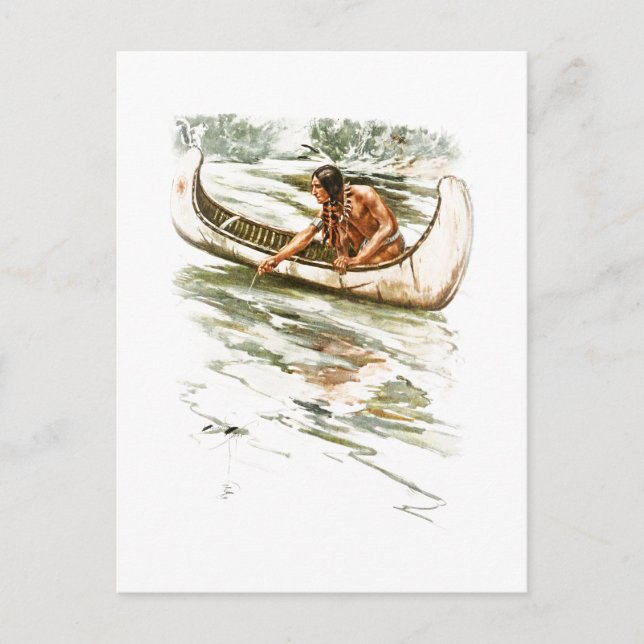 Carte Postale Harrison Fisher Chanson de Hiawatha Red Indian Can (Devant)