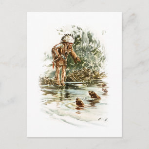 Carte Postale Harrison Fisher Chanson de Hiawatha Red Indian Ott