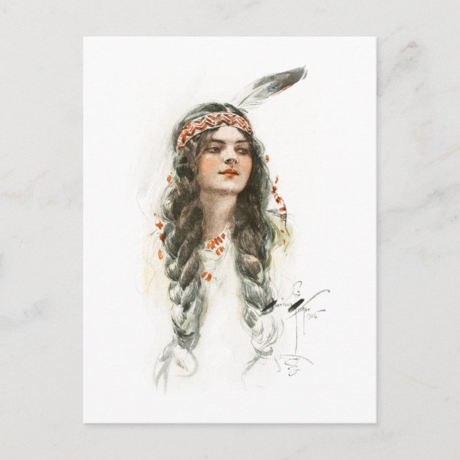 Carte Postale Harrison Fisher Song de Hiawatha Minnehaha (Devant)