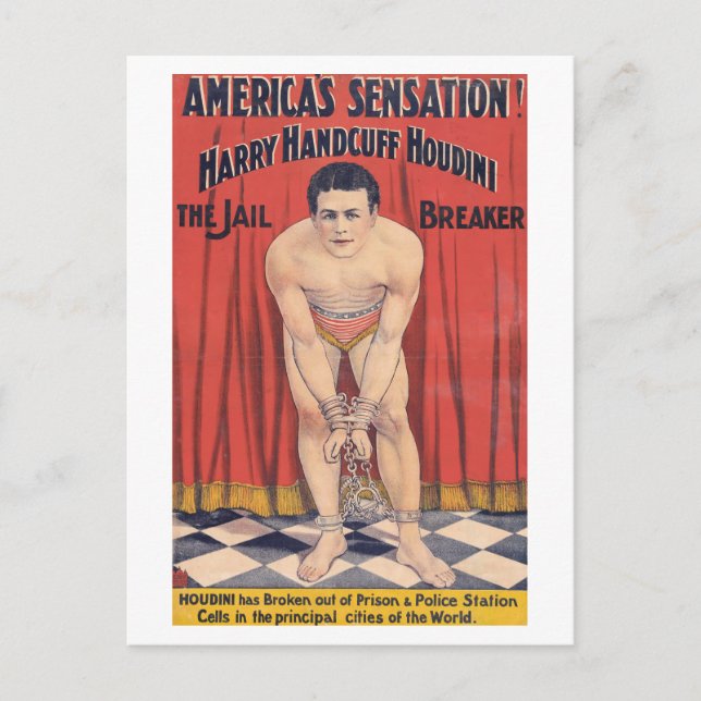 Carte Postale Harry Handcuff Houdini, le dissident de prison 190 (Devant)